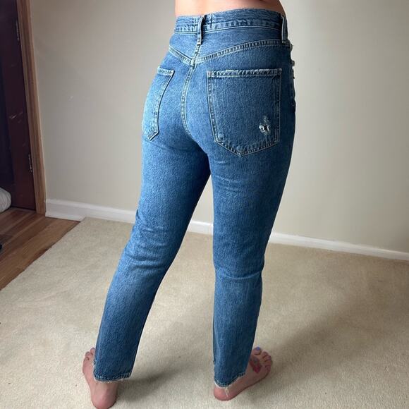 Agolde Blue High Rise Jeans with Relaxed Fit - Picture 1 of 6